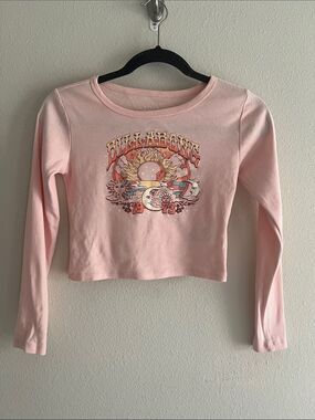 Billabong 1973 Celestial Sun Moon Graphic Crop Baby Tee Pink Kids L/12